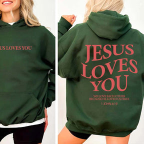 Jesus Loves You Trendy Bible Verse Hoodie
