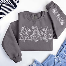 Christmas Snow Trees With Sleeve Sweatshirt
