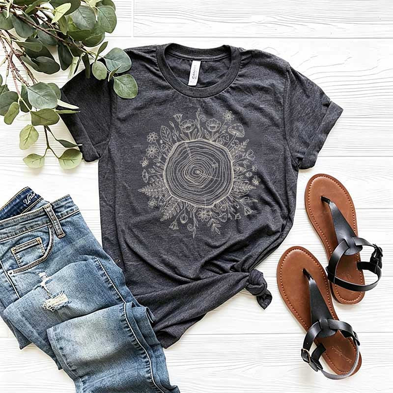 Comfort Colors Botanical Tree Ring Art T-Shirt