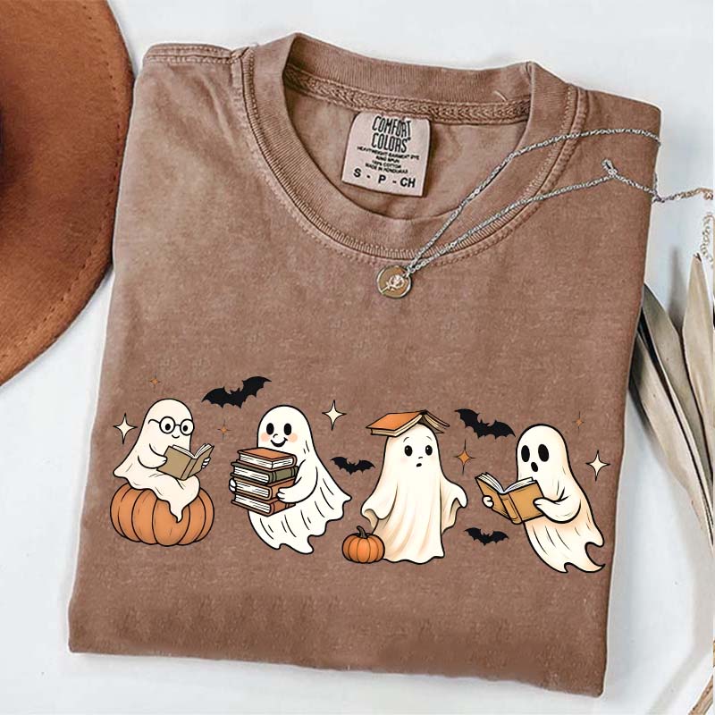 Trendy Halloween Ghosts Reading T-Shirt