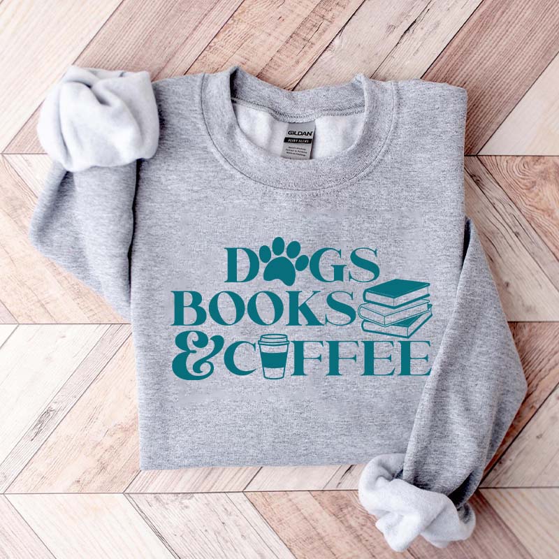 Funny Dogs Books Coffee Sweatshirt