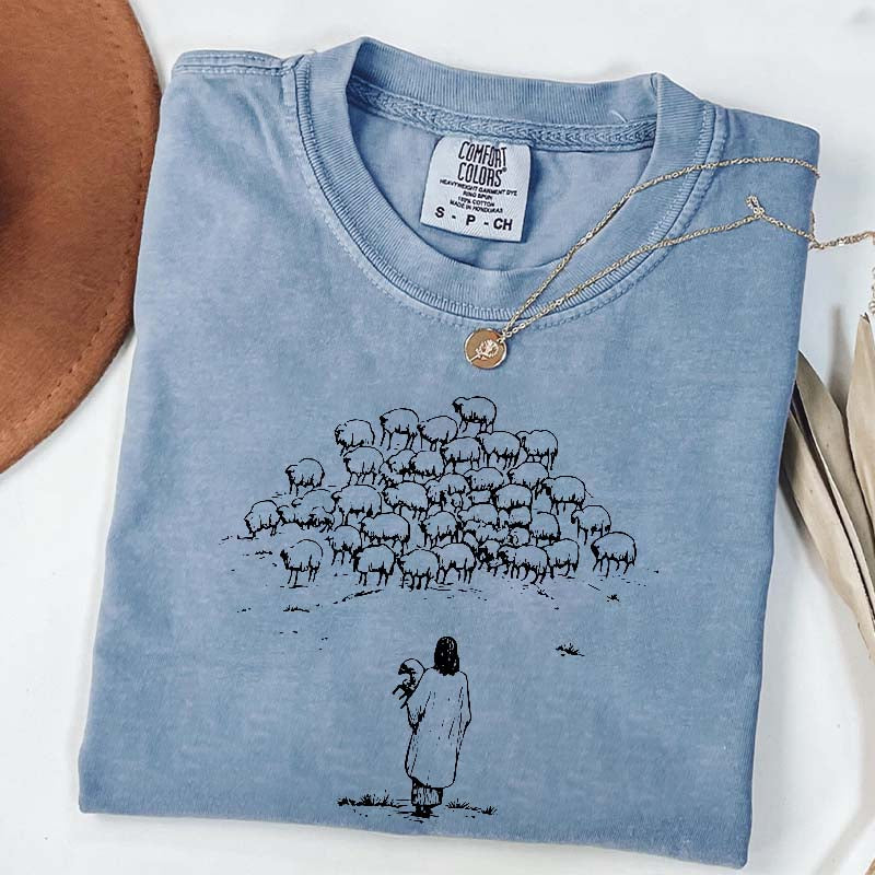 Jesus and Sheep Religious Women T-Shirt