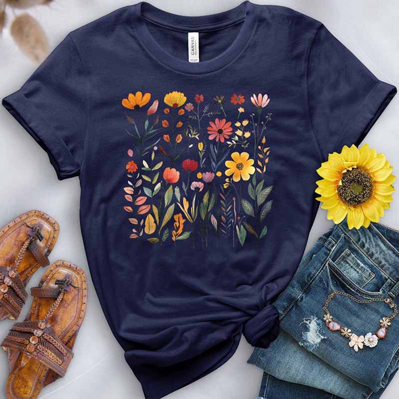 Floral Pink Flowers Printed T-Shirt