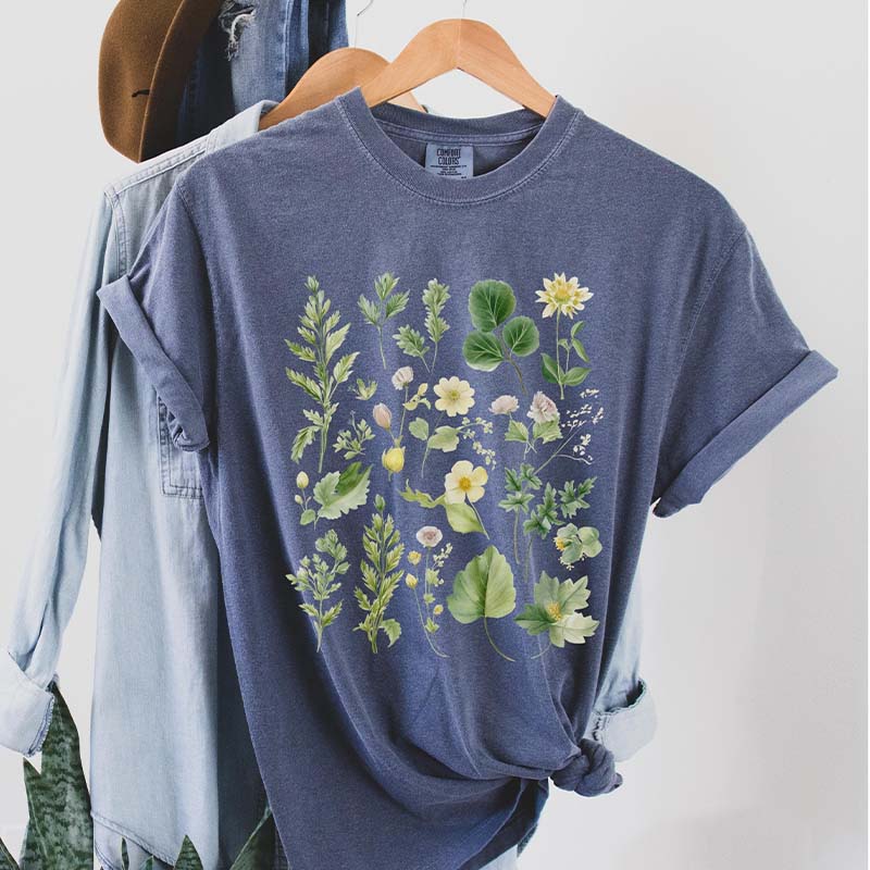 Boho Watercolor Botanical Leaves T-Shirt