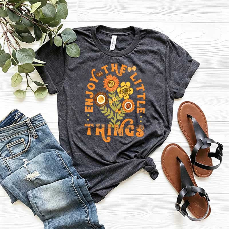 Enjoy The Little Things Orange Flower T-Shirt