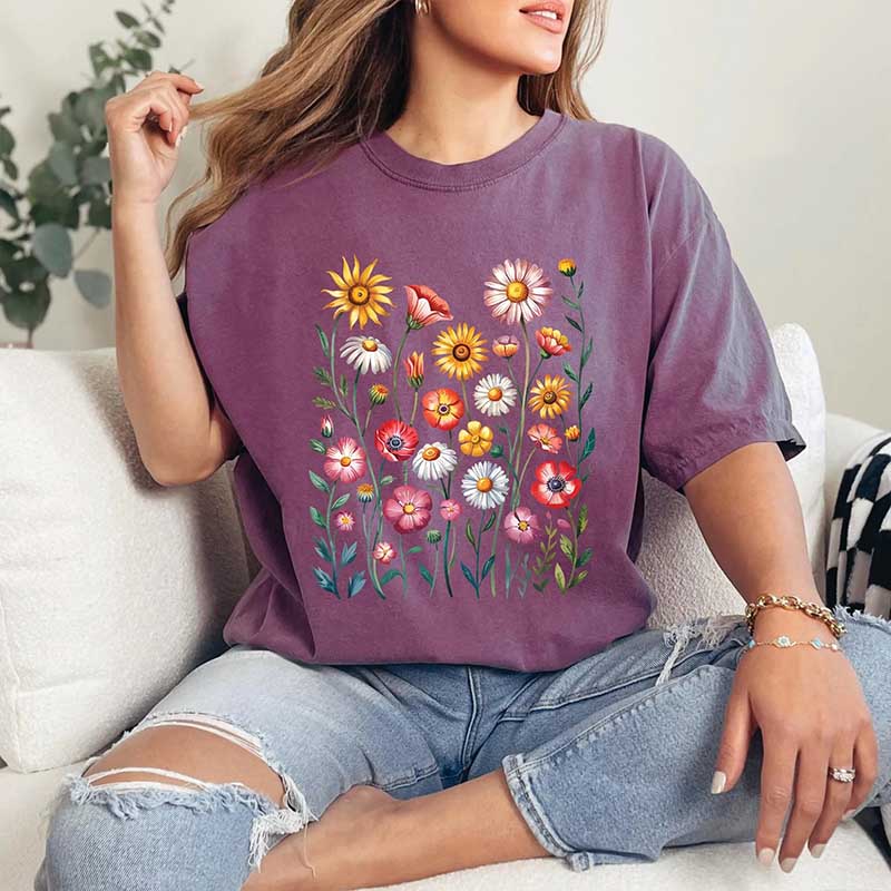 Summer Flower Print Nature Floral T-Shirt