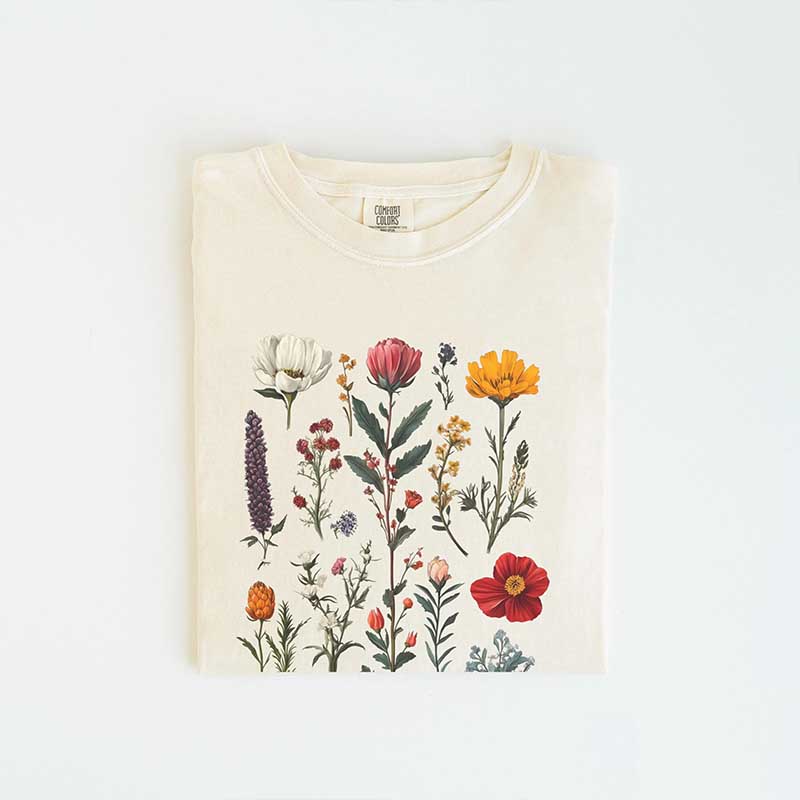 Boho Wildflowers Whimsigoth Cottagecore Floral  T-Shirt