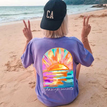 Coconut Girl Sunset Summer Vibes Surf T-Shirt
