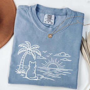 Cat Watching Sunset T-Shirt