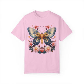 Celestial Moth Butterfly Pink Flowers T-Shirt