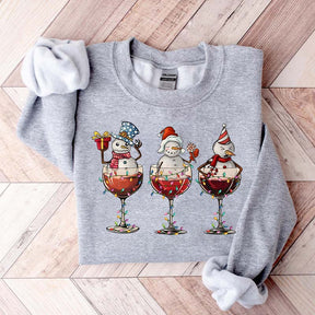 Christmas Wine Snowmen Sweatshirt