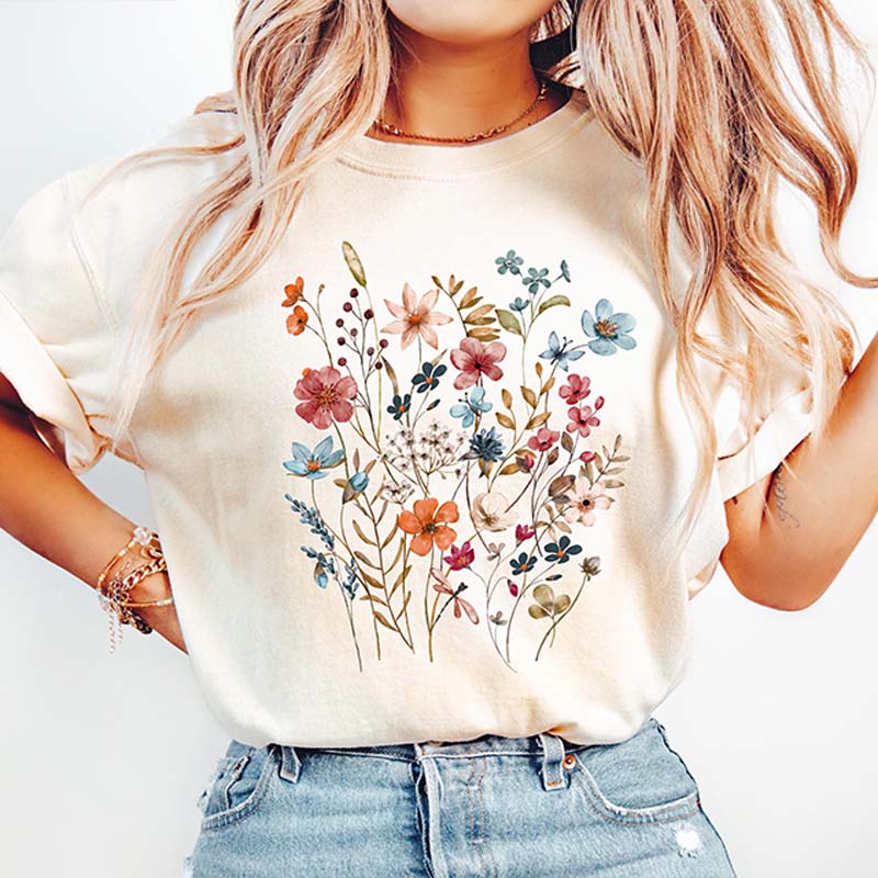 Comfort Color Floral Wildflower Graphic T-Shirt