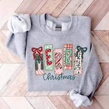 Coquette Merry Christmas Preppy Bow Retro Sweatshirt