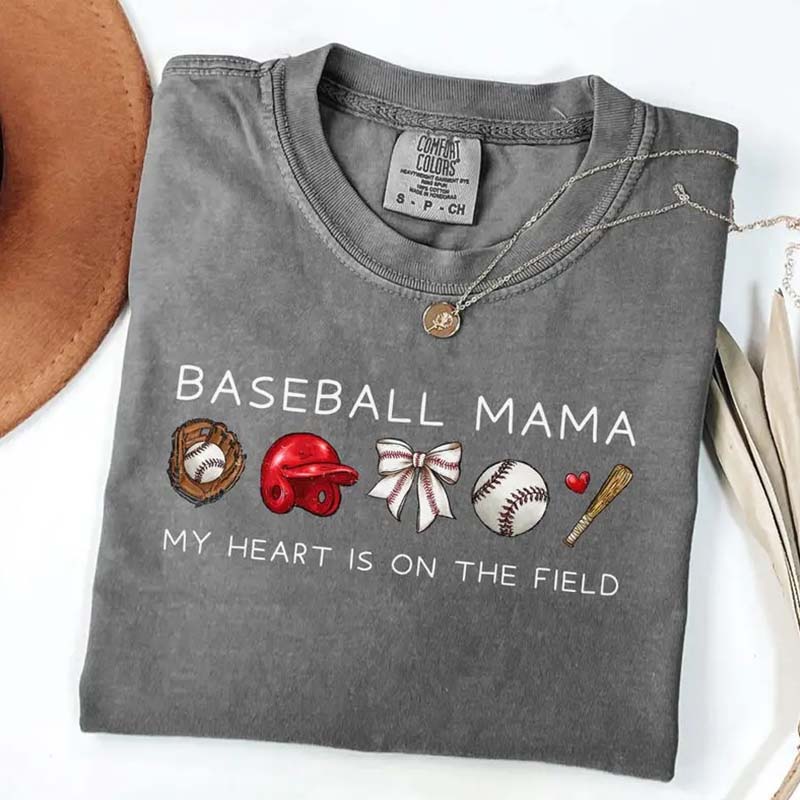Baseball Mama My Heart Is On The Field T-Shirt