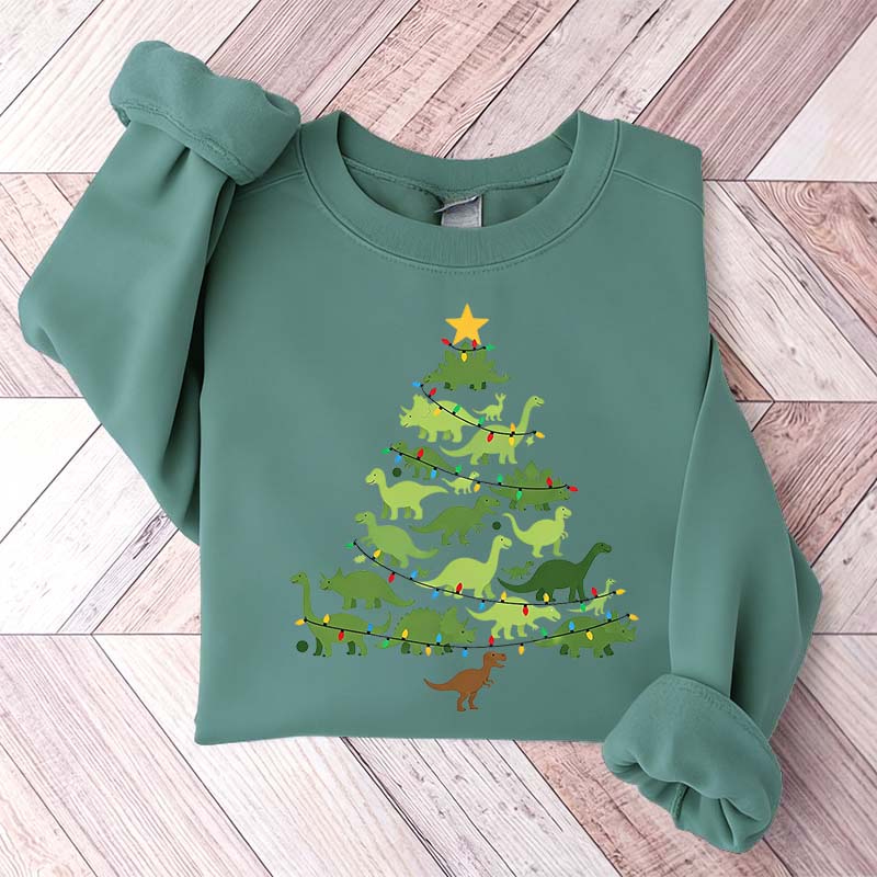 Dinosaur Christmas Tree Xmas Sweatshirt