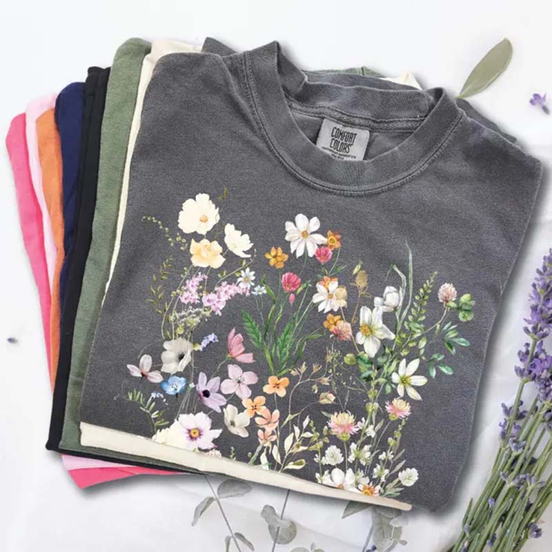 Vintage Watercolor Pressed White Flowers T-Shirt