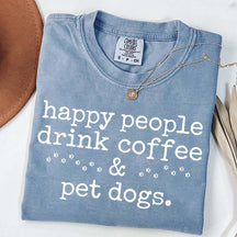 Cute Paw Happy People Draink Coffee Pet Dogs T-Shirt