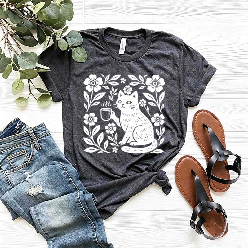Boho Cat Coffee Lover T-Shirt