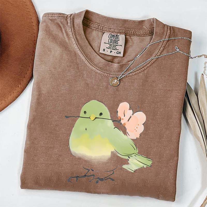 Cute Bird With Flower T-Shirt