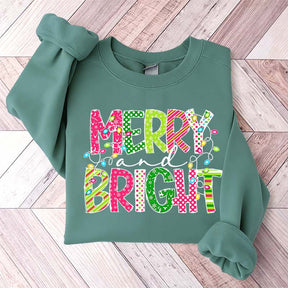 Merry and Bright Cute Family Christmas Sweatshirt