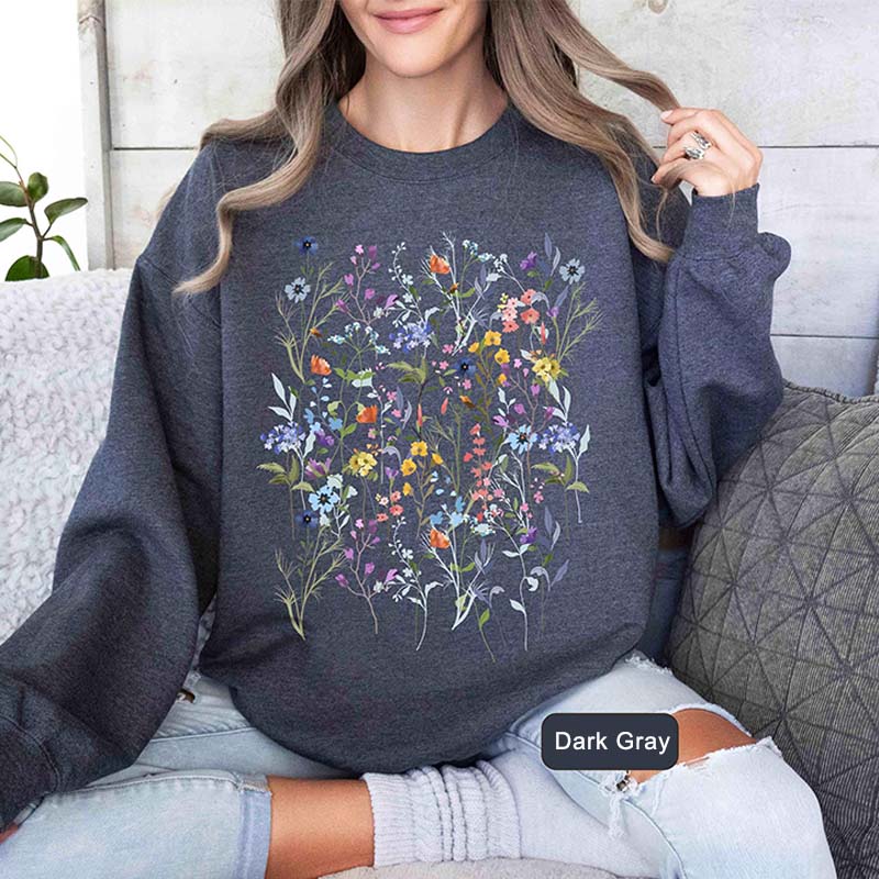 Vintage Pressed Flowers Gift For Gardener Sweatshirt