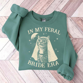 Retro Comfort Bride Wedding Cat Lover Sweatshirt