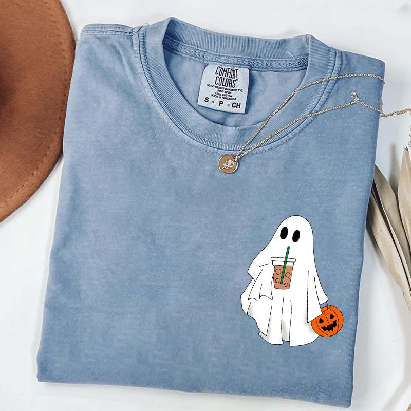 Halloween Ghost Iced Coffee Lover T-Shirt