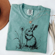 Botanical Bunny Line Art T-Shirt