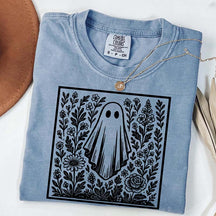 Vintage Wildflowers Graphic With Ghost T-Shirt