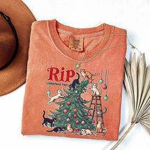RIP Christmas Tree Comfort Colors Meowy T-Shirt
