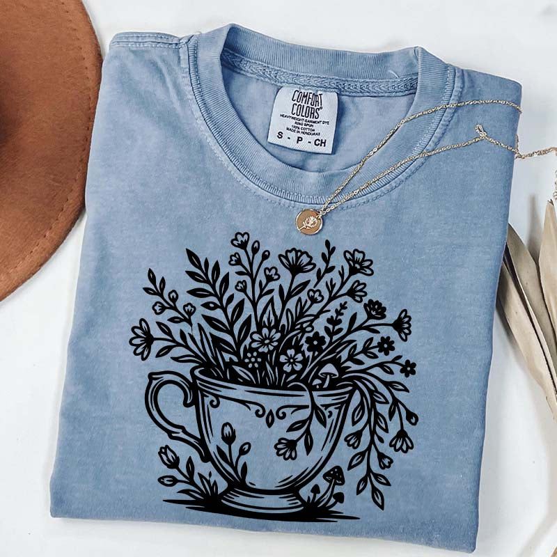 Cottagecore Teacup Floral T-Shirt