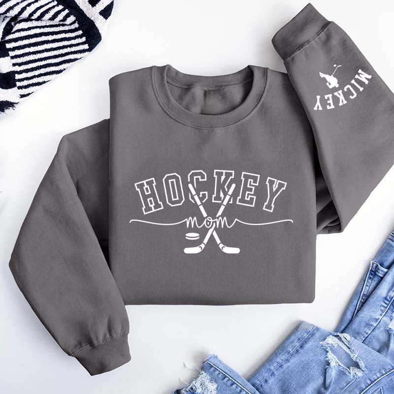 Hockey Mom Kids Name Sweatshirt
