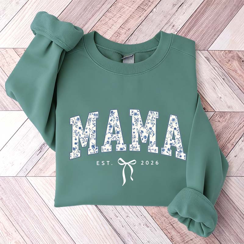 Custom Mama Retro Blue Toile Floral Sweatshirt
