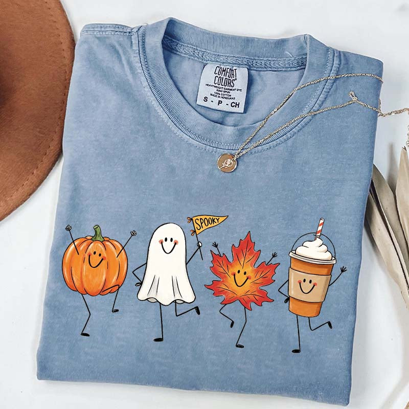 Happy Fall Doodle Smiling Spooky T-Shirt