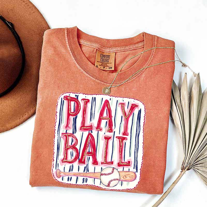 Sports Graphic Play Ball Baseball Mom T-Shirt