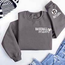 Personalize Baseball Mom Kids Name On Sleeve Sweatshirt