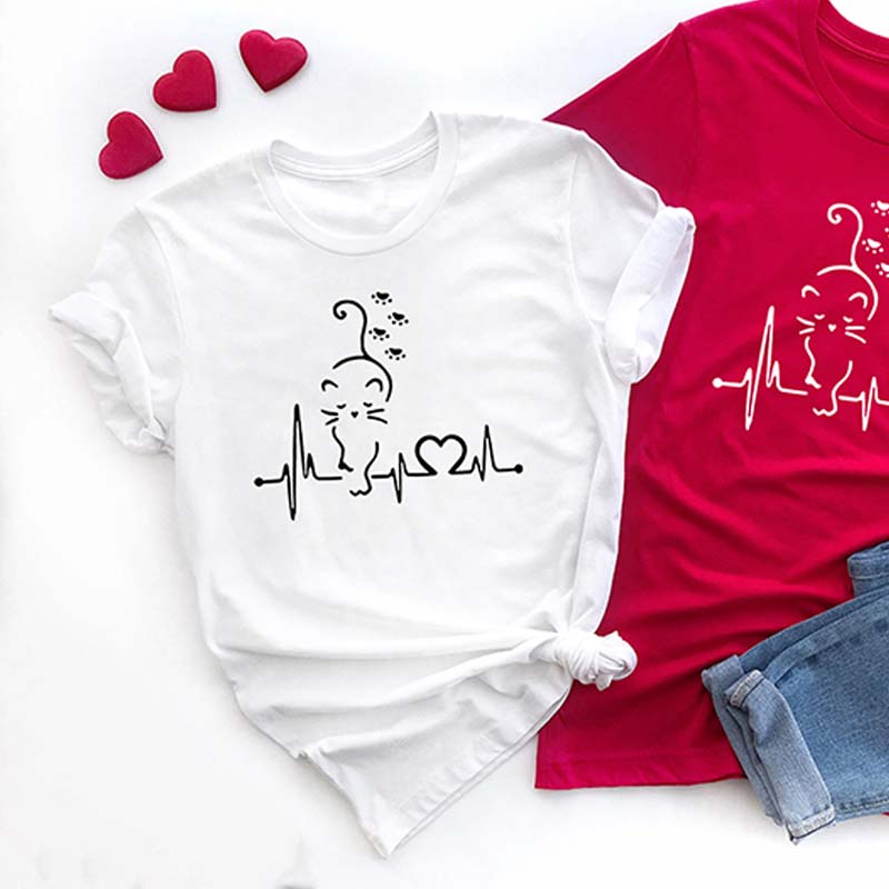 Cat Heartbeat Fur Mama T-Shirt