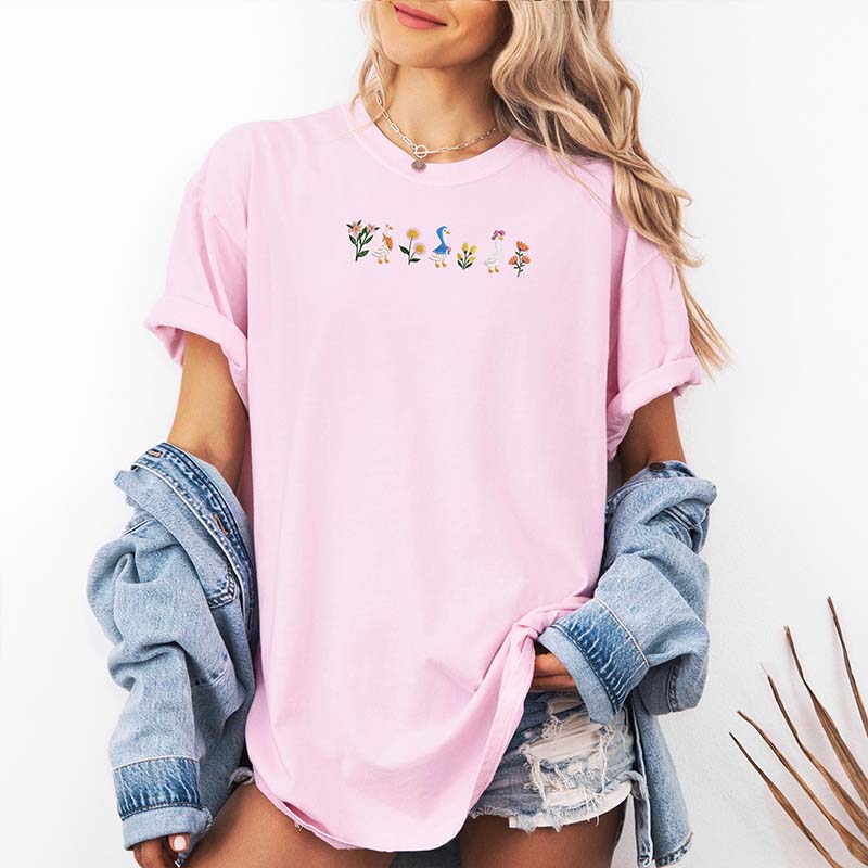 Funny Silly Goose Foral T-Shirt