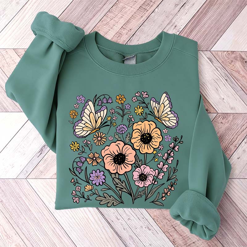 Vintage Floral Butterfly Sweatshirt