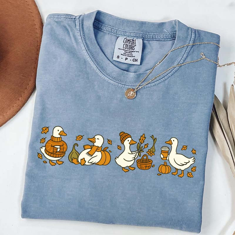 Fall Goose Vibes Autumn Coffee Pumpkin T-Shirt