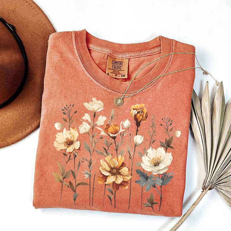Comfort Colors Vintage Pressed Flowers Fall T-Shirt