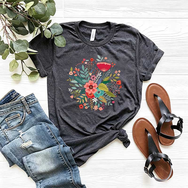 Grow Positive Thoughts Bohemian Floral T-Shirt
