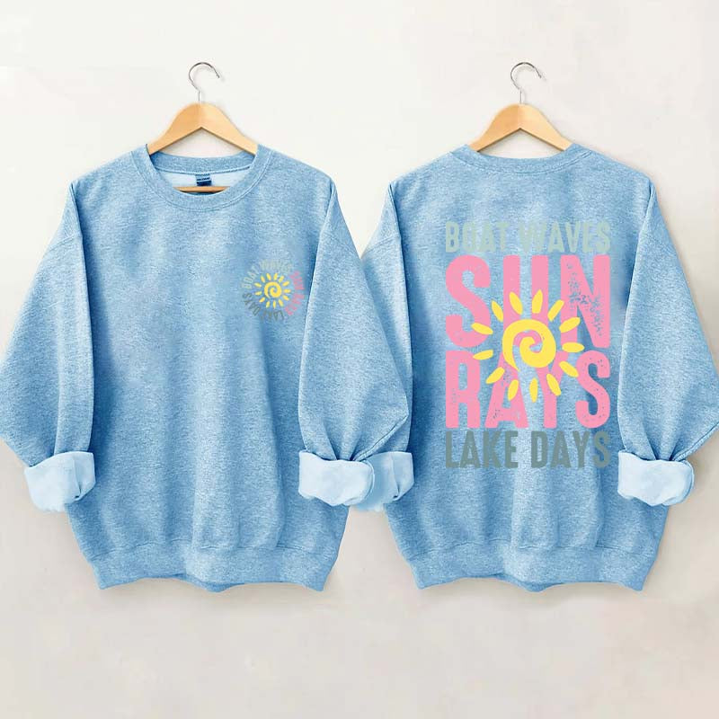 Boat Waves Sun Rays Lake Days Sweatshirt