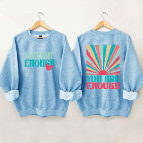 You Are Enough Vintage Retro Rainbow Sweatshirt