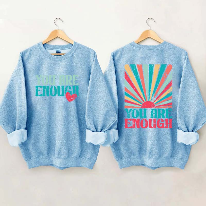 You Are Enough Vintage Retro Rainbow Sweatshirt