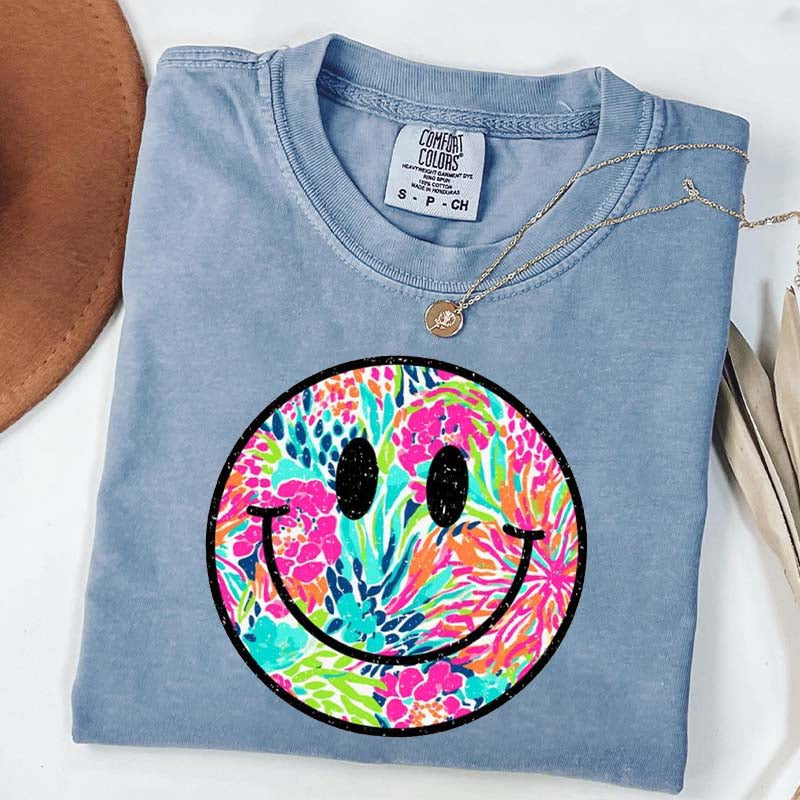Comfort Colors Smiley Face Beach Vibes T-Shirt