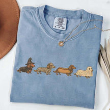 Vintage Art Dachshund Halloween T-Shirt