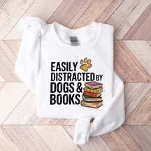 Retro Easily Distracted by Dogs and Books Sweatshirt
