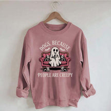 Retro Dogs Because People are Creepy Halloween Sweatshirt