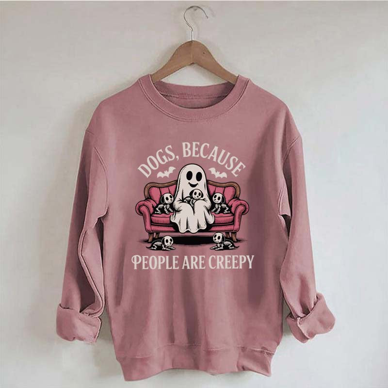 Retro Dogs Because People are Creepy Halloween Sweatshirt